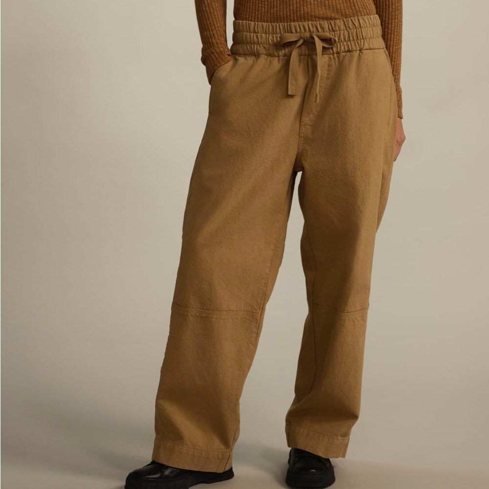 Canvas organic cotton pull on pant in cappuccino size M